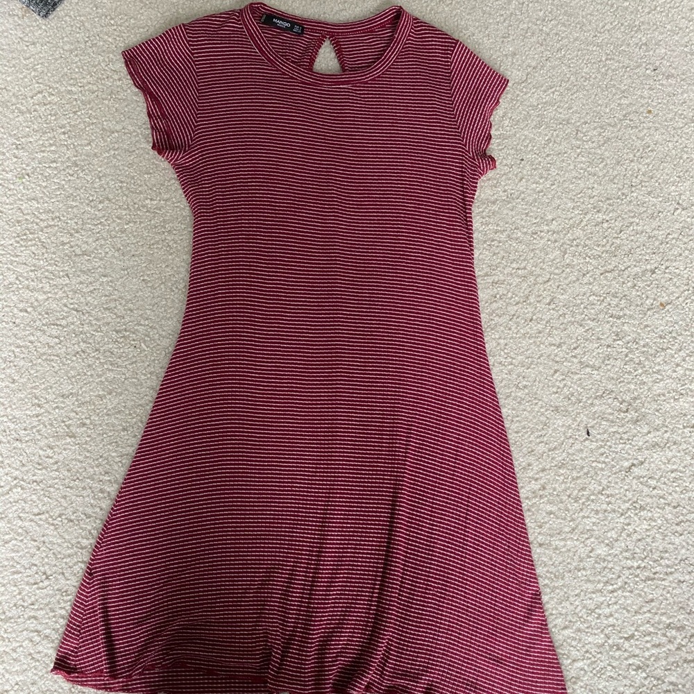 Mango Red and White striped mini dress size 4 (S)